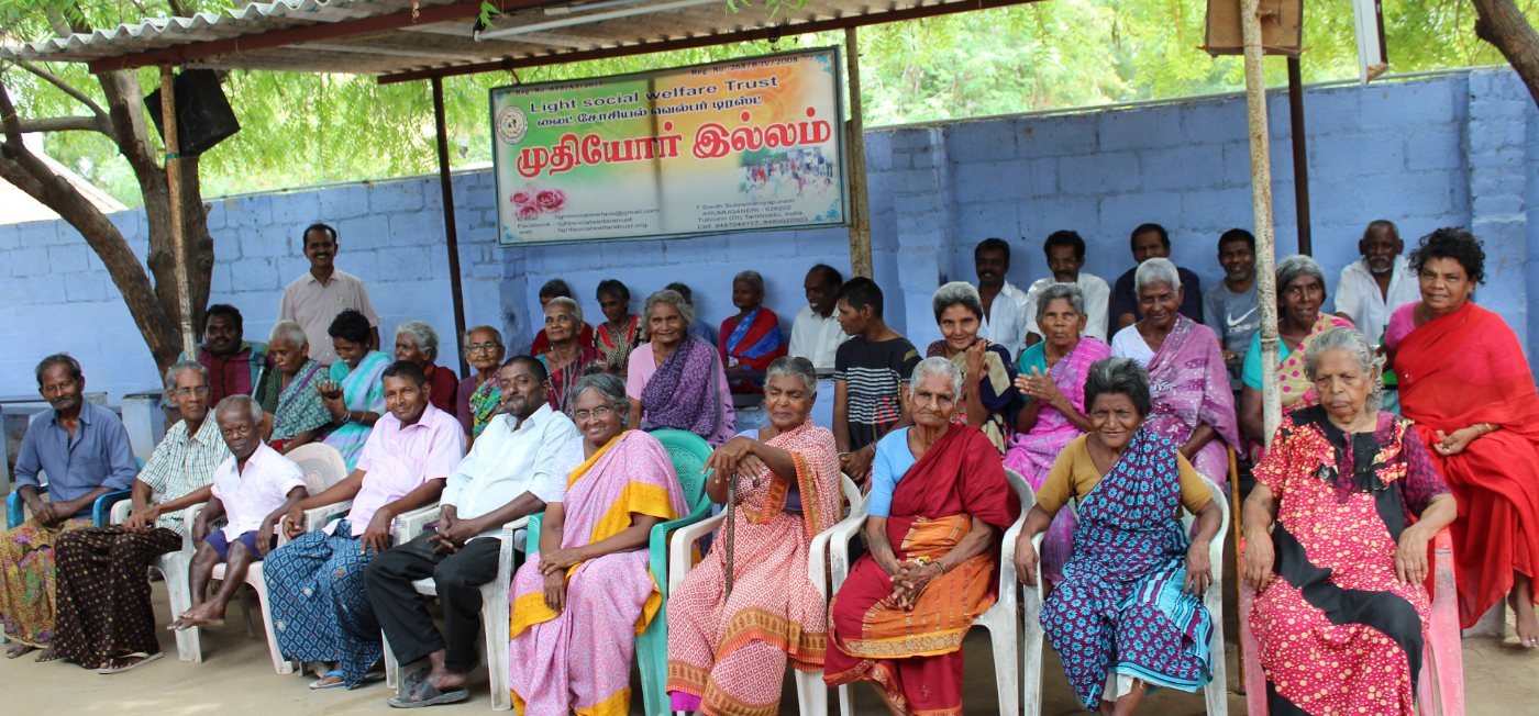 Elderly residents seated together outside an old-age home in India (representative image)